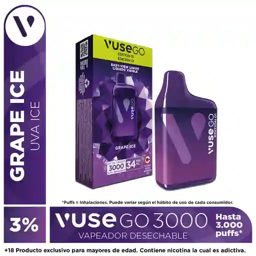 Vuse Go Vapeador Grape Ice 3000 Puffs