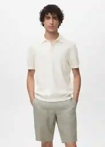 Camiseta Polo Arraona Offwhite Talla L Hombre Mango