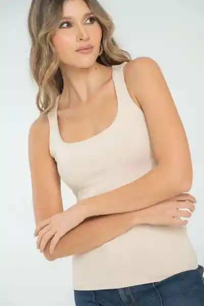 Top Basic Color Beige Claro Talla S Ragged