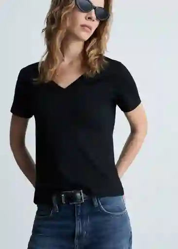 Camiseta Chalapi Negro Talla M Mujer Mango