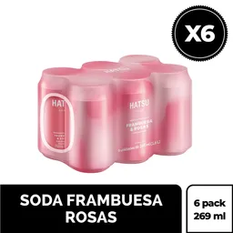 Hatsu Soda Sabor a Frambuesas y Rosas sin Azúcar en Lata