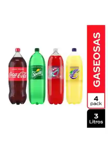 Coca-Cola Pack Gaseosa Surtida 3 L x 4 Und