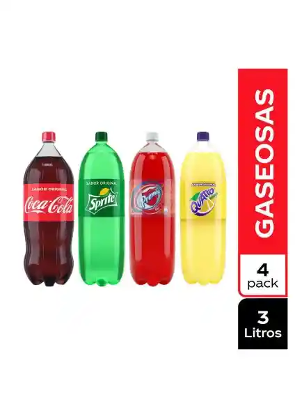 Coca-Cola Pack Gaseosa Surtida 3 L x 4 Und