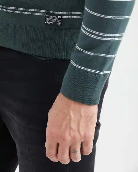 Suéter Stripes Masculino Verde Nafta Ultra Oscuro L Chevignon