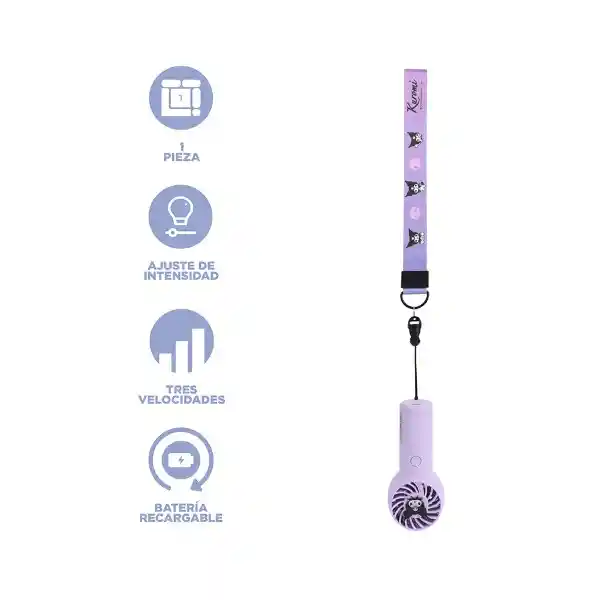 Ventilador de Mano Kuromi Morado Serie Sanrio Miniso
