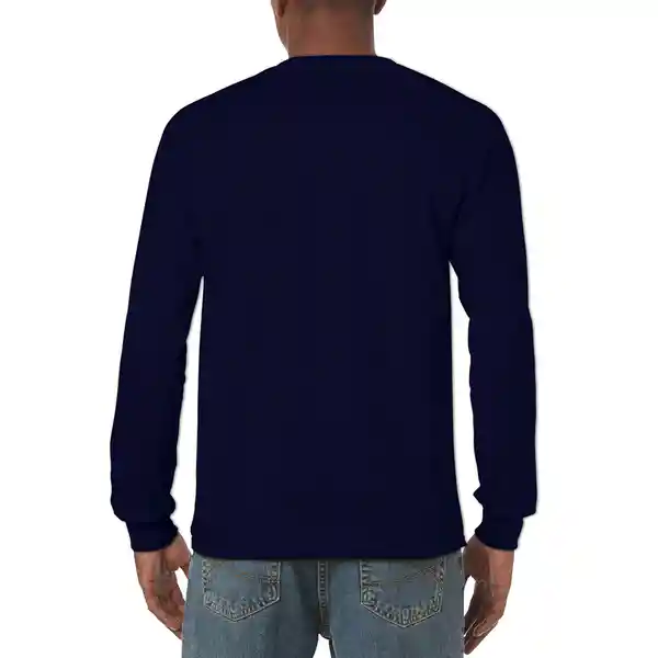Gildan Camiseta Manga Larga Cuello Redondo Azul Marino Talla XL