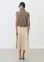 Falda Rib Camel Talla 38 Mujer Mango