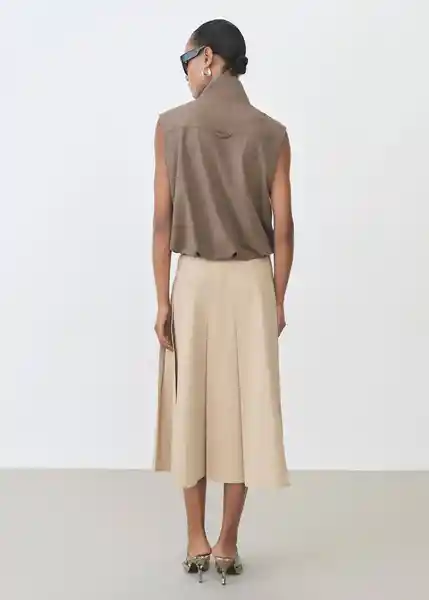 Falda Rib Camel Talla 38 Mujer Mango