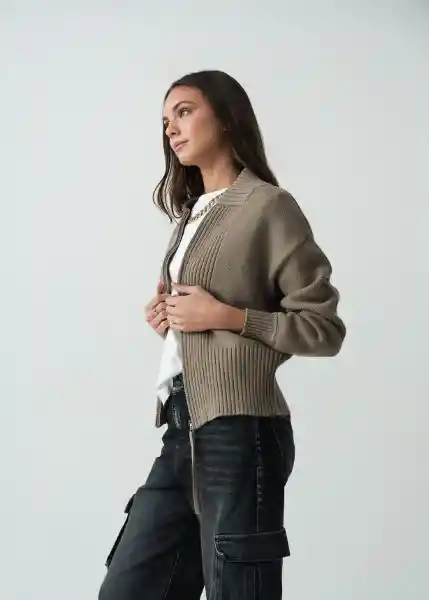 Saco Tejido Mujer Gris Aluminio Claro Talla L 582G083 Naf Naf