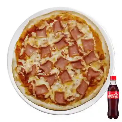 Pizza jamónqueso +cocacola orig 400ml
