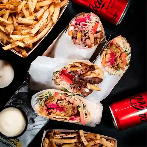 Dúo Shawarmas con Papas y Bebida