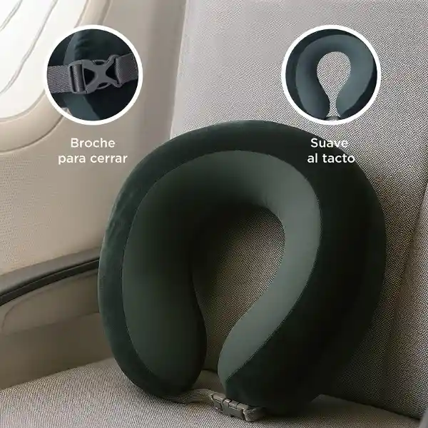Almohada Viaje Espuma Viscoelástica Verde Negruzco Serie Miniso