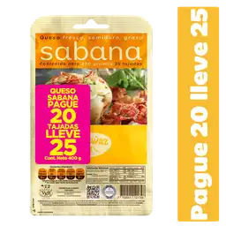 Promoción Queso Sabana empaque 20x25 tajadas 400 g