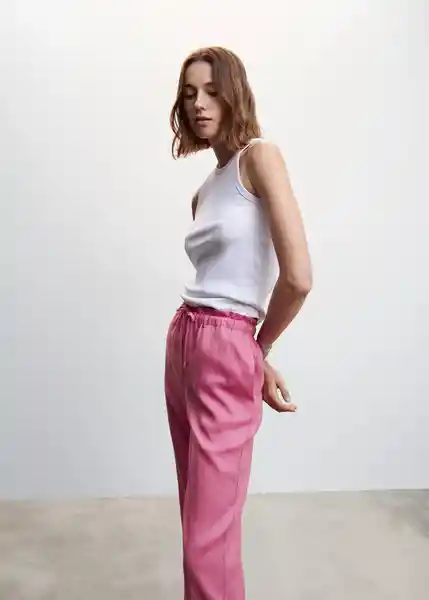 Pantalón Linew Rosa Pastel Talla XS Mujer Mango