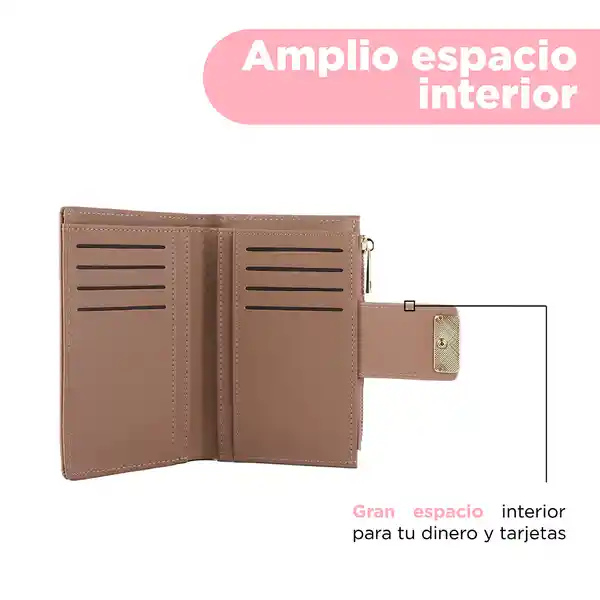 Cartera Para Mujer Mediana Con Hebilla Cuadrada Khaki Miniso