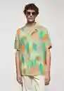 Camisa Tree-H Naranja Talla L Hombre Mango