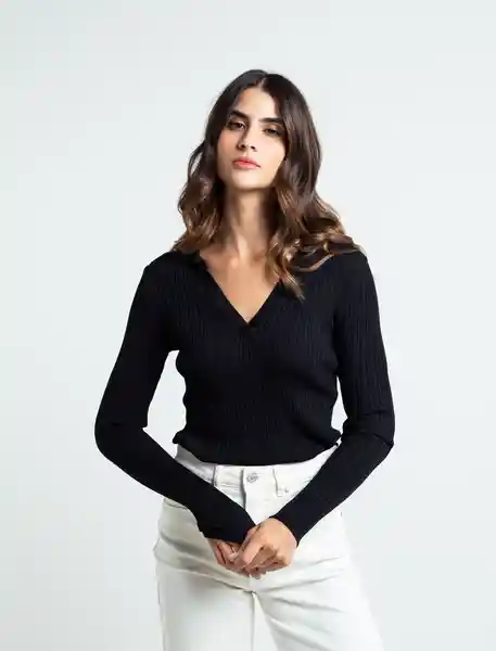 Blusa Tejido Color Negro Puro Ultraoscuro T. L 589E029 Naf Naf