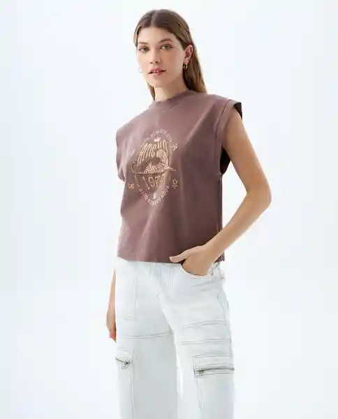 Camiseta Mujer Café Talla L 609F013 Americanino