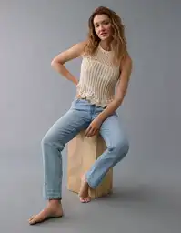 Suéter Tejido Mujer Beige Talla: SMALL 1456676 American Eagle