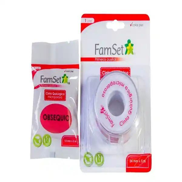 Famset Cinta Quirúrgica Microporosa 24 mm x 5 m + Obsequio