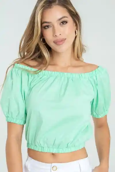 Blusa Lena Poplin Color Verde Masmelo Talla XS Ragged