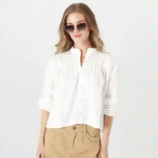 Blusa Cuello Neru Manga Larga Blanco Talla S 718912