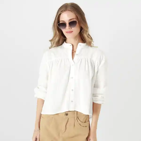 Blusa Cuello Neru Manga Larga Blanco Talla S 718912