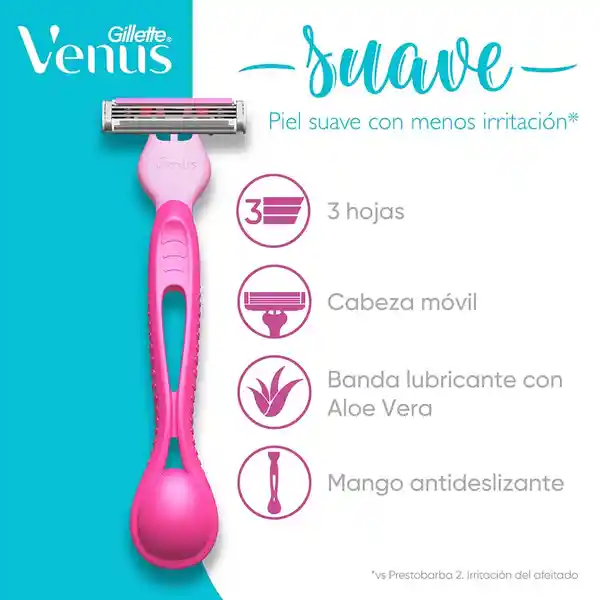 GILLETTE Venus Suave Cuchilla de Afeitar Mujer Depilación Coporal al Ras Máquina de Afeitar Mujer 4 Uds