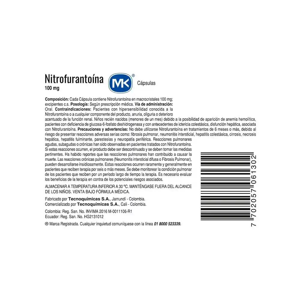 Mk Nitrofurantoína (100 mg) 