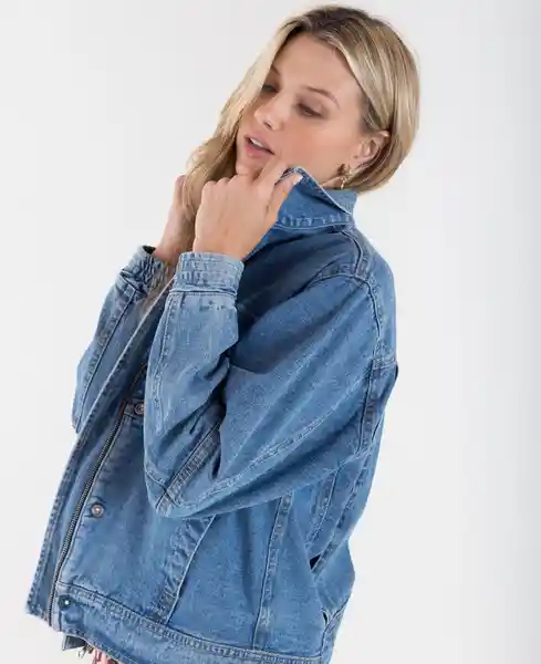 Chaqueta En Denim Mangas Englobadas Azul Indigo Talla L Mujer Naf Naf
