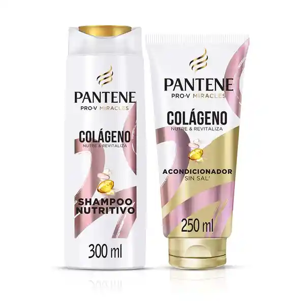 Shampoo sin sal' Pantene Pro-V Miracles Colageno Nutre y Revitaliza Champu 300 ml + Acondicionador Pantene Pro-V Miracles Colageno Nutre y Revitaliza Rinse 250ml