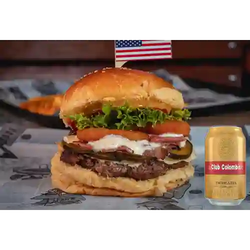 Combo Hamburguesa New York + Club Cola Dorada Lata 330ml