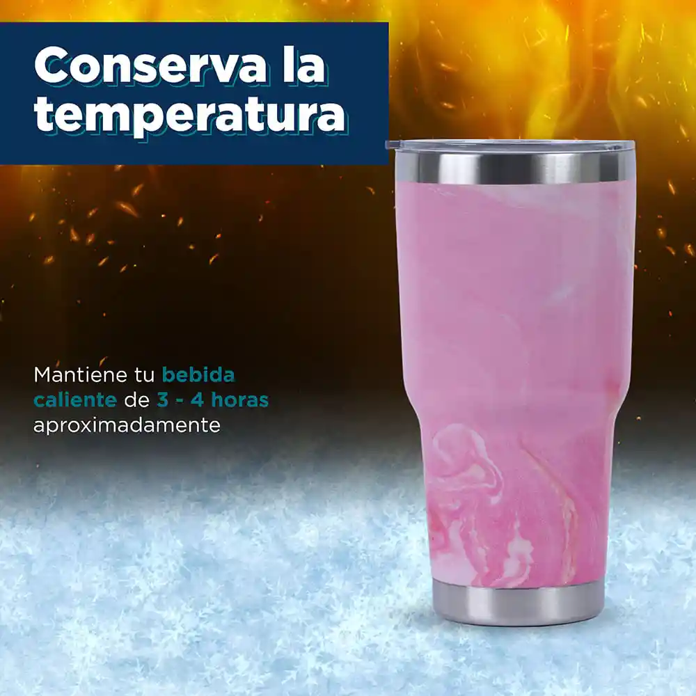 Vaso de Acero Tie Dye Rosa Miniso