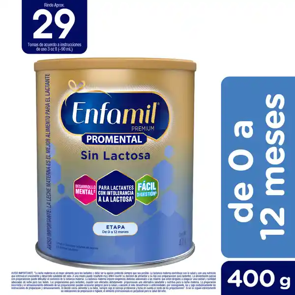 Fórmula Infantil Enfamil Premium Sin Lactosa 400 g