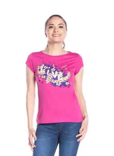 Camiseta Manga Corta Mujer Fucsia 1 Talla S 23081 People