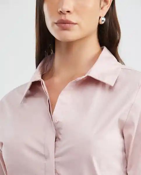 Camisa Ml Poplin Shirt Rosa Malva Medio Talla L Mujer Chevignon