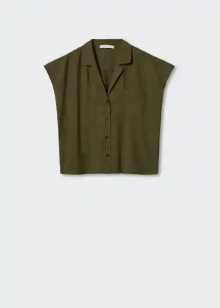 Camisa Marais-W Khaki Talla L Mujer Mango