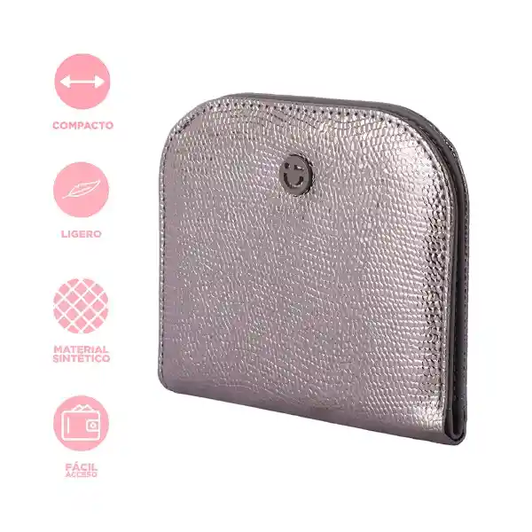 Cartera Corta Con Cierre Para Mujer Gris Serie Miniso