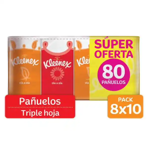 Pañuelos Faciales Kleenex de Bolsillo 8 x 10 Und