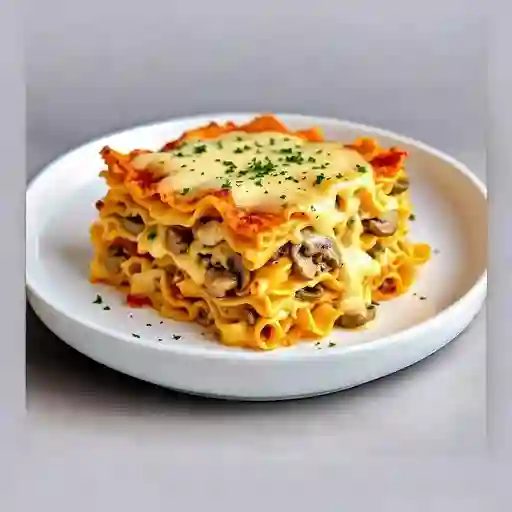 Lasaña pollo y champiñones