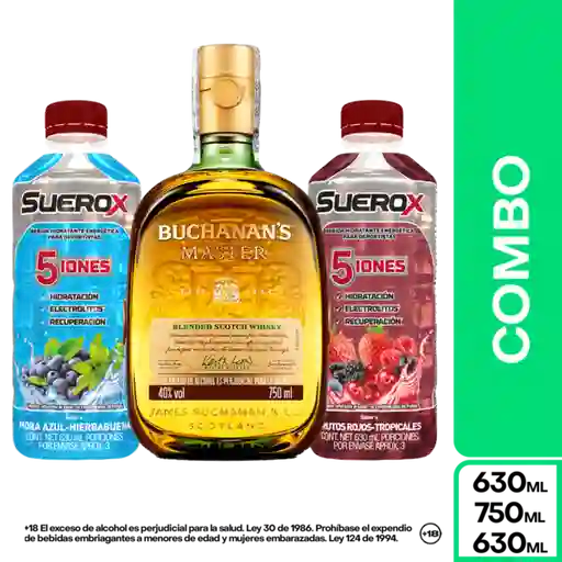 Combo Buchanans Master 750 mL + Suerox Mora Azul + Frutos Rojos