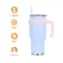 Vaso de Doble Pared Con Pitillo y Asa Azul 1240 mL Miniso