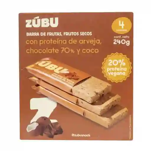 Zúbu Barra Proteína Arveja Chocolate Coco