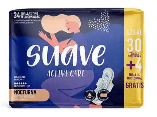 Suave Toalla Femenina Active Care Nocturna + Toalla
