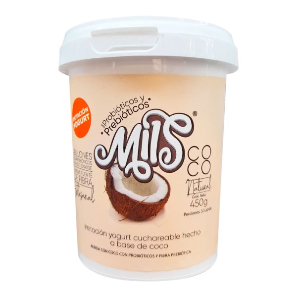Mils Yogurt Natural Sabor a Coco Fibra Probiótica 450 g