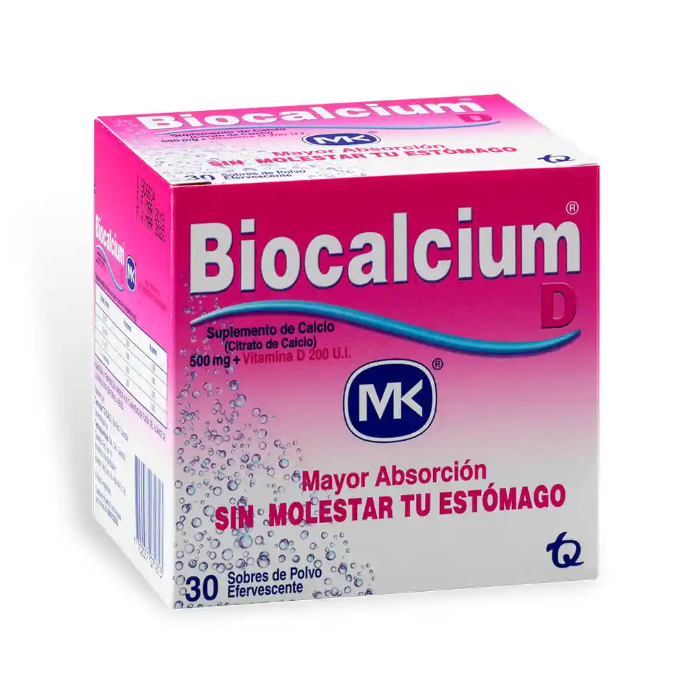 Biocalcium D Suplemento de Calcio (500 mg/200 UI) Polvo Efervescente