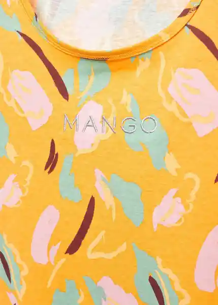 Camiseta Mangofi-H Mostaza Talla L Mujer Mango