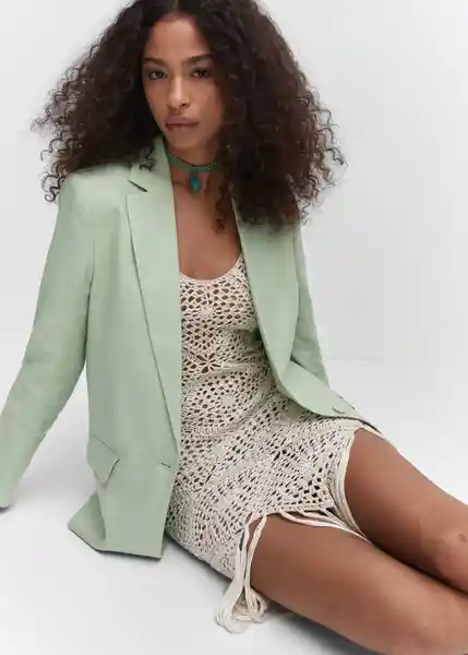 Blazer Americana Paula Verde Pastel Talla S Mujer Mango