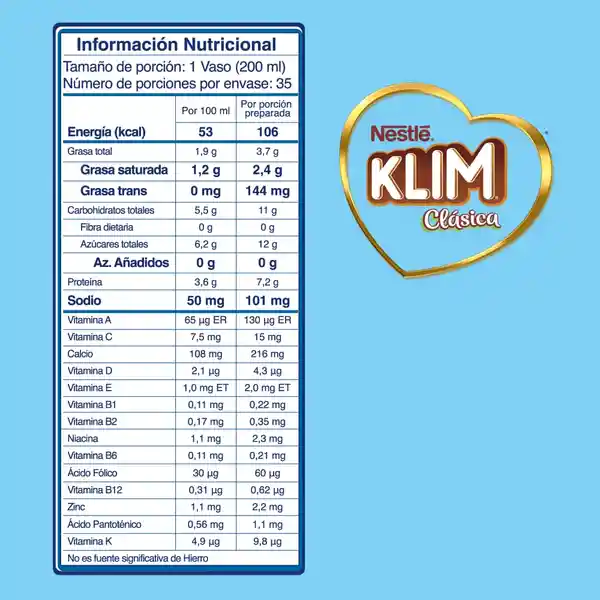 Leche en Polvo Klim Deslactosada 840 g