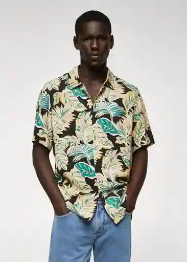 Camisa Manila-H Negro Talla M Hombre Mango